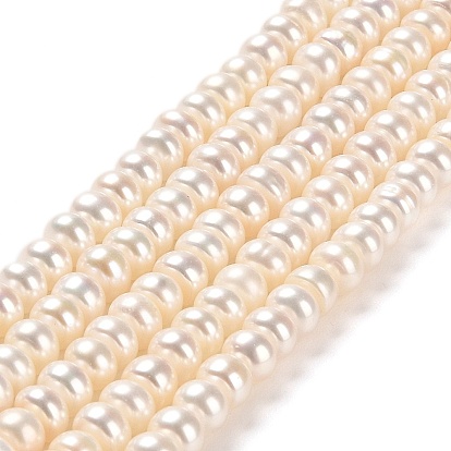 Natural Cultured Freshwater Pearl Beads Strands, Grade 5A, Rondelle