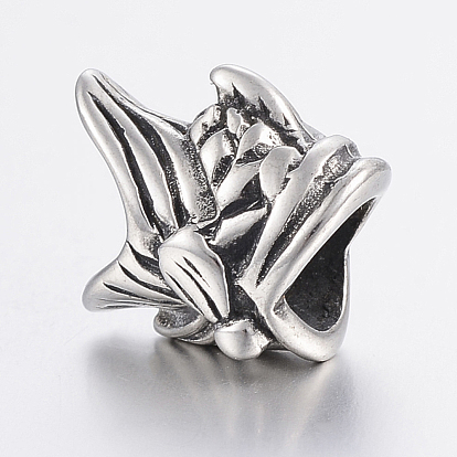 304 Stainless Steel Beads, Large Hole Beads, Fish