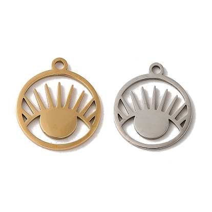 Pendentifs en acier inoxydable, Coupe au laser, plat rond avec breloque oeil