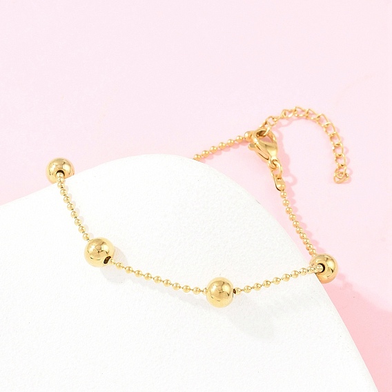 304 браслеты-сателлиты из нержавеющей стали, с 201 стальными бусинами, ионное покрытие (ip)