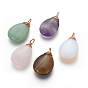 Gemstone Pendants, with Rose Gold Tone Brass Findings, Drop