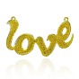 Iron Enamel Links Connectors, Monogram Love, Platinum, 108x60x2mm, Hole: 2.5mm