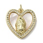 Brass Micro Pave Cubic Zirconia Pendants, Cadmium Free & Lead Free, with Shell, Heart with Human