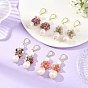 Natural Malaysia Jade & Natural Baroque Pearl Keshi Pearl Dangle Earrings, Brass Dangle Earrings for Women