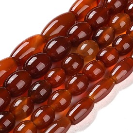 Natural Red Agate/Carnelian Beads Strands, Dyed & Heated, Rice