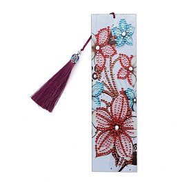 Flower Pattern DIY Diamond Painting Bookmark with Tassel Pendants Kits