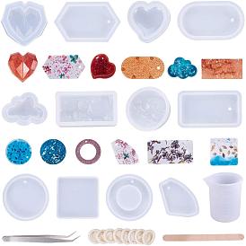 Olycraft DIY Making, DIY Silicone Molds, Measuring Cup, Latex Finger Cots, Wooden Sticks and Beading Tweezers