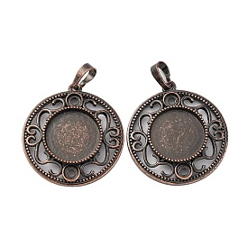 Сеттинги для кулона (кабошонов), латунь , плоские круглые прелести, без кадмия и без свинца