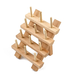 12-Spool 4-Tier Wooden Thread Holder, Sewing Embroidery Thread Rack, Floss Organizer