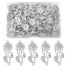 100Pcs 304 Stainless Steel Filigree Joiners Links, Flower