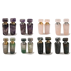 Flacons de parfum compte-gouttes en pierres précieuses naturelles, avec 304 accessoires en acier inoxydable, spa aromathérapie huile essentielle bouteille vide