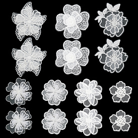 Gorgecraft 14Pcs 7 Style Lace Embroidery Sewing Fiber Ornaments, DIY Garment Accessories, Flower