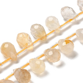 Natural Citrine Beads Strands, Faceted, Top Drilled, Teardrop