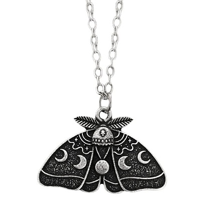 Unique Witch Death Skull Moth Pendant Necklace - Gothic Style, Mysterious, Skull.