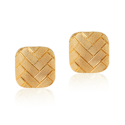 Irregular geometric square stripe pattern temperament earrings - s925 silver needle metal texture personality earrings.