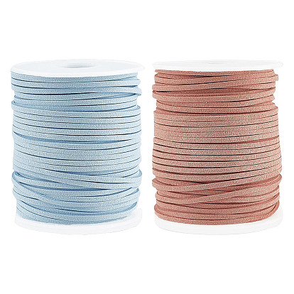 2 рулоны 2 цвета плоский искусственный замшевый шнур, с катушкой