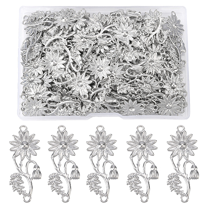 100Pcs 304 Stainless Steel Filigree Joiners Links, Flower