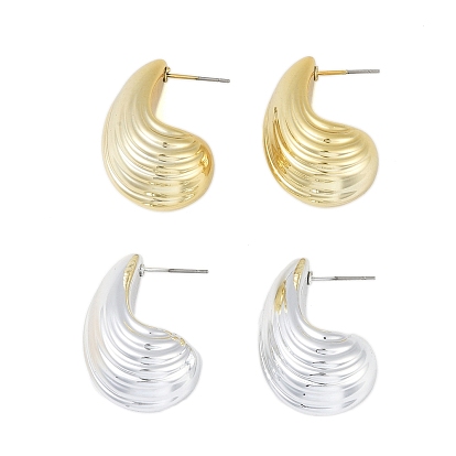 Teardrop CCB Plastic Stud Earrings for Women, with 304 Stainless Steel Pin
