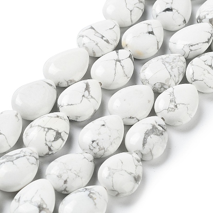 Natural Howlite Beads Strands, Teardrop