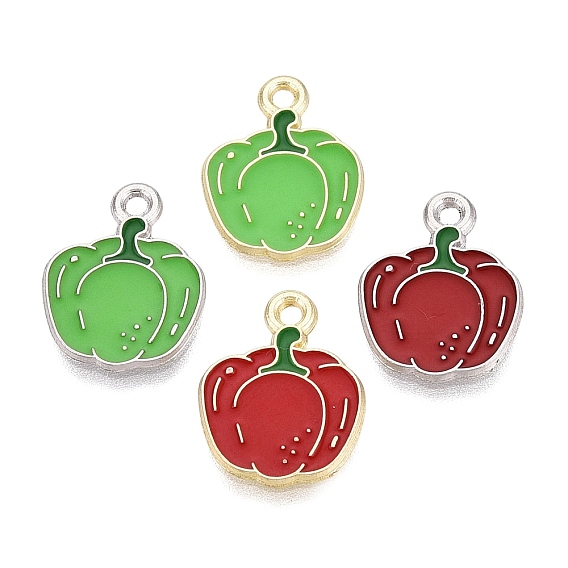Alloy Enamel Pendants, Bell Pepper Charms, Golden/Platinum