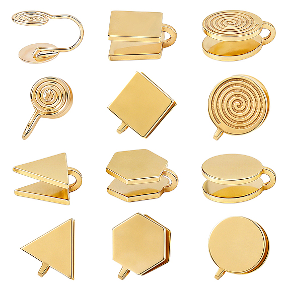 10Pcs 5 Styles 304 Stainless Steel & Brass  Cuff Earrings, Punk Style Jewelry for Men Women