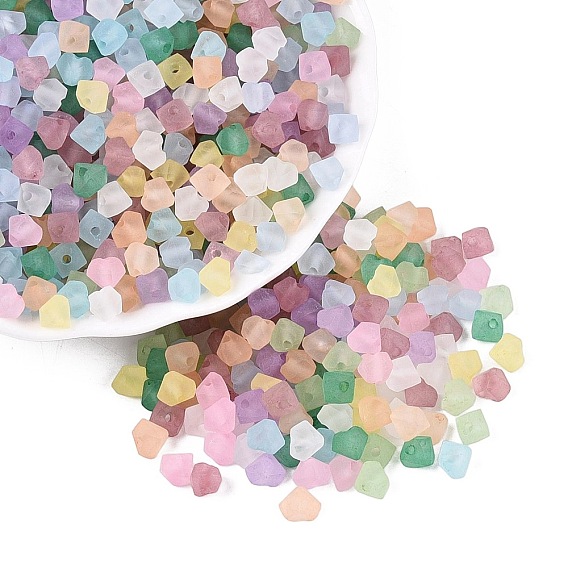 Perles de rocaille en verre transparent dépoli fgb, cœur, trou rond, teint et cœur
