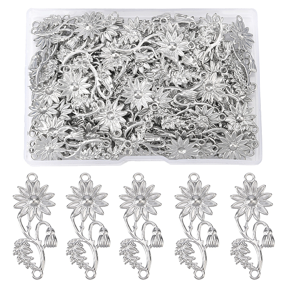 100Pcs 304 Stainless Steel Filigree Joiners Links, Flower