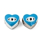 CCB Plastic European Beads, Large Hole Beads, Heart with Evil Eyes