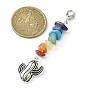 Alloy Cactus Pendant Decoration, with Zinc Alloy Lobster Claw Clasps and Chakra Natural & Synthetic Mixed Gemstone Chips