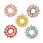 Бисер и подвески из стеклянных бусин, цветочный шарм, с 304 кольцами из нержавеющей стали, граненые