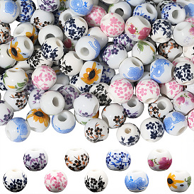 180шт 9 цвета фарфоровые бусины ручной работы, круглый и рондель с цветочным узором