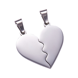 Ion Plating(IP) 304 Stainless Steel Split Pendants, Valentine's Day Style, Double Heart