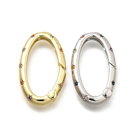 Латунные кольца из микро-паве циркония, долговечный, без свинца и без кадмия, стойки покрытие, овальные