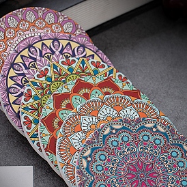 Flat Round with Mandala Pattern Ceramic Cup Coaster, Heat Resistant Pot Mats, for Home Kitchen