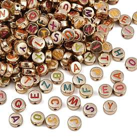 Непрозрачные акриловые бусины, плоские круглые с буквы