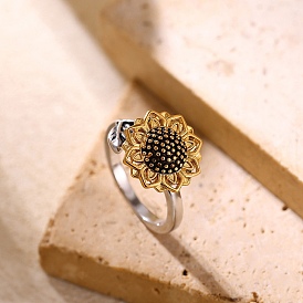 Латунные вращающиеся кольца для пальцев, цветок, Кольцо-спиннер для успокоения беспокойства, медитации