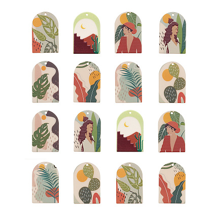 Акриловые подвески, 3 d распечатано, овальная с рисунком, смешивать образец