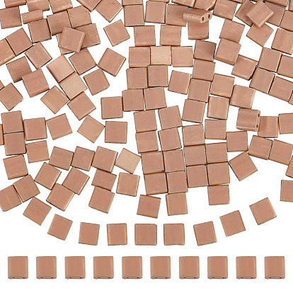 240шт 2-отверстие краска для выпечки непрозрачные цвета стеклянные бусины, квадратный