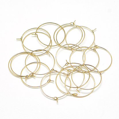 Brass Hoop Earrings, Ring, Real 18K Gold Plated