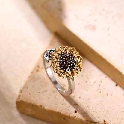 Латунные вращающиеся кольца для пальцев, цветок, Кольцо-спиннер для успокоения беспокойства, медитации