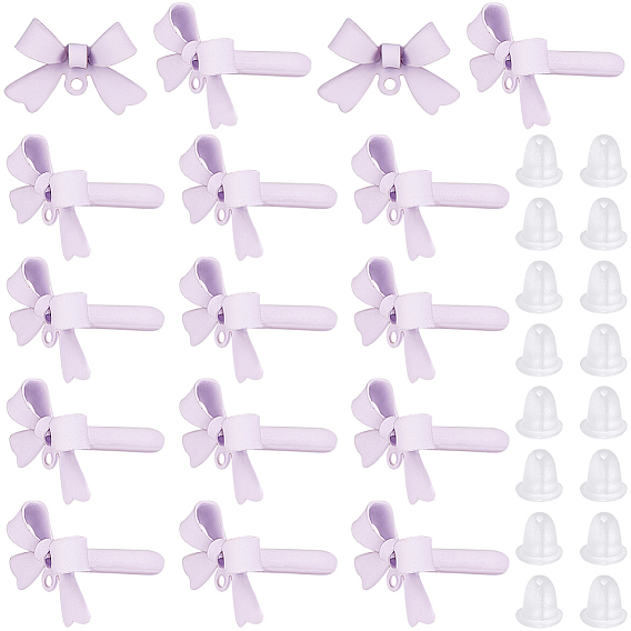 40Pcs Alloy Stud Earring Findings, with 925 Sterling Silver Pins and Loop, Bowknot, with 80Pcs Plastic Ear Nuts