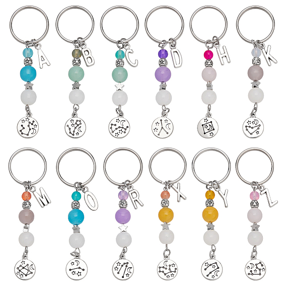 12шт. брелок из сплава и стекла, с железными кольцами