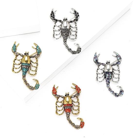 Броши из сплава скорпиона со стразами для одежды-рюкзака