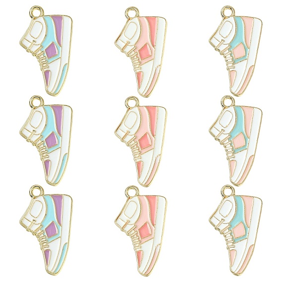 30шт 3 цвета сплава эмали обувь подвески, без кадмия, без никеля и без свинца, золотой свет, кроссовки