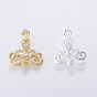 Brass Micro Pave Cubic Zirconia Pendant Pinch Bails, Long-Lasting Plated, Flower