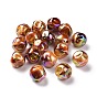 UV Plating Rainbow Iridescent Acrylic Beads, with Gold Foil, Nuggets