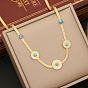 Stylish Turquoise Stainless Steel Jewelry Set with Flat Snake Chain Collarbone Necklace N1176