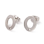 201 Stainless Steel Stud Earring Findings, with Ear Nuts and 304 Stainless Steel Pins, Donut with Hole