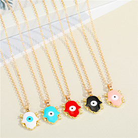 Bohemian Resin Eye Pendant Necklace Colorful Candy Cute Clavicle Chain for Women