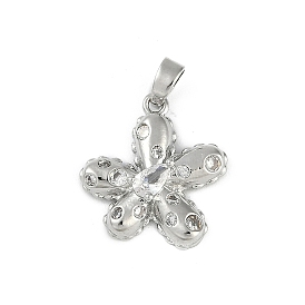 Brass Micro Pave Cubic Zirconia Pendants, Flower